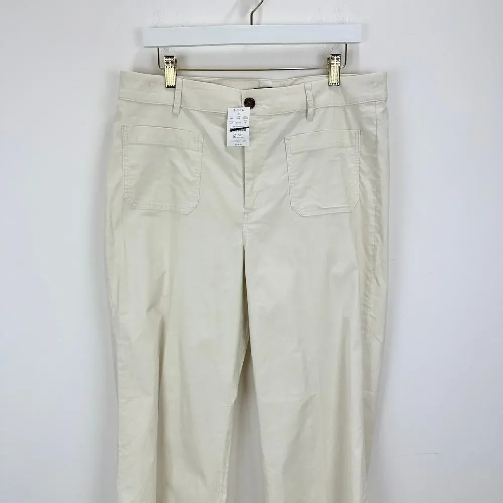 J.Crew Lizzie High Rise Patch Pocket Wide Leg Pant Classic Natural US 32 NWT